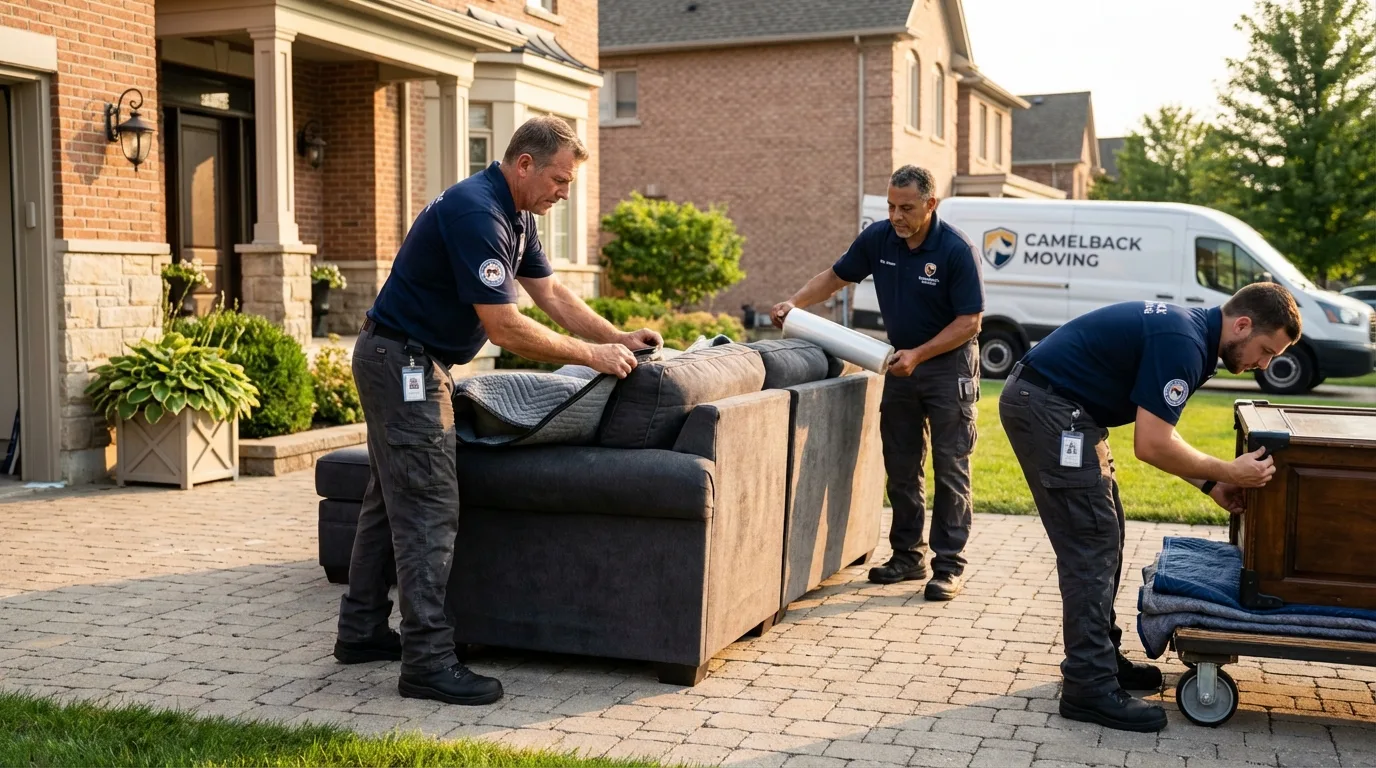 Large estate moving crew wrapping furniture in Palestine, IL